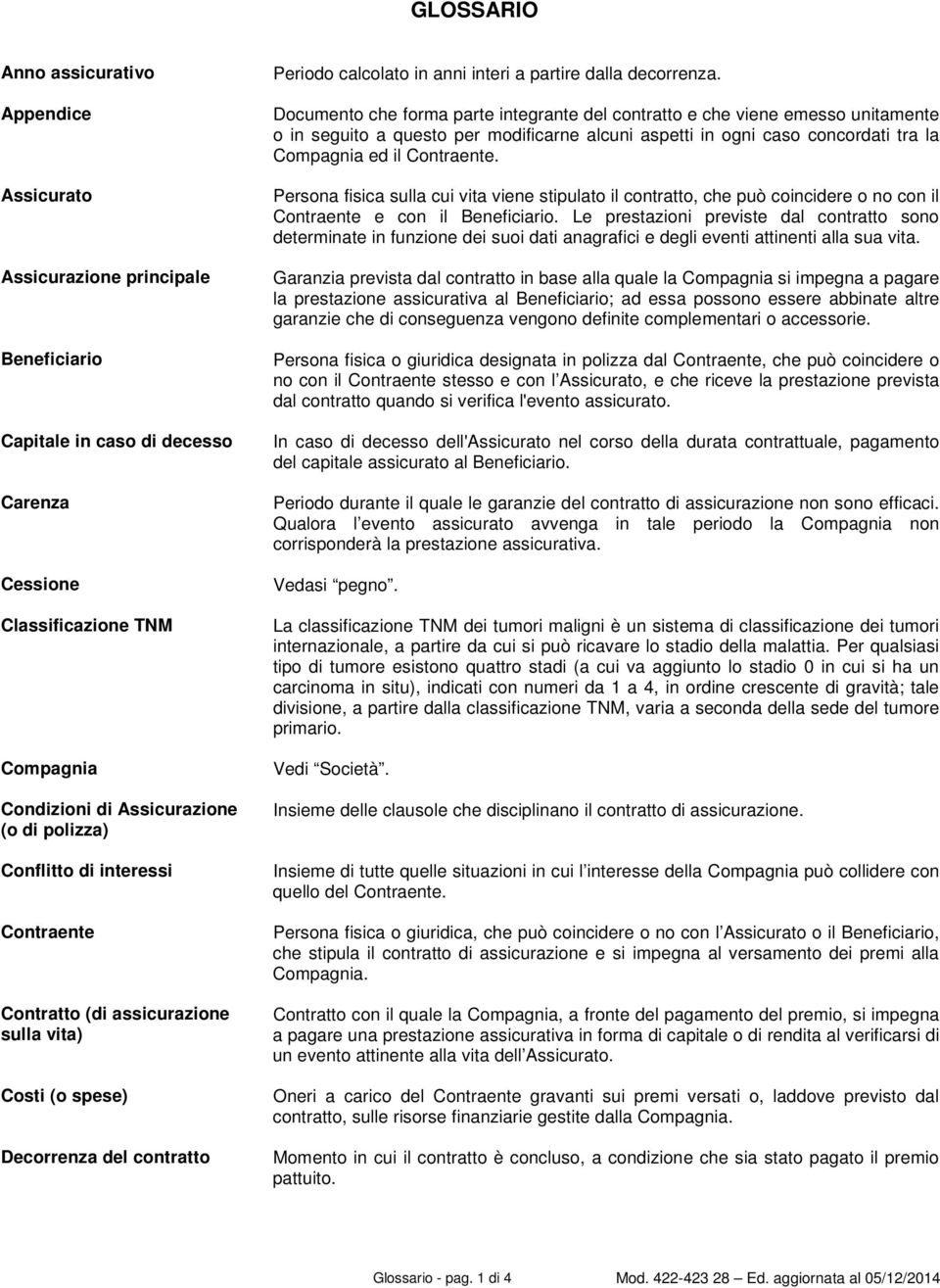 Documento che forma parte integrante del contratto e che viene emesso unitamente o in seguito a questo per modificarne alcuni aspetti in ogni caso concordati tra la Compagnia ed il Contraente.