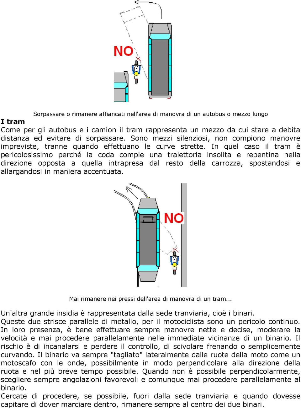 In quel caso il tram è pericolosissimo perché la coda compie una traiettoria insolita e repentina nella direzione opposta a quella intrapresa dal resto della carrozza, spostandosi e allargandosi in