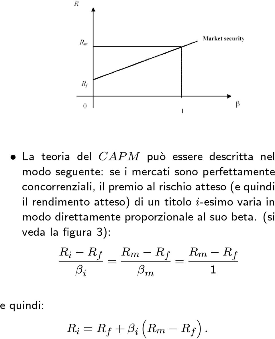 atteso) di un titolo i-esimo varia in modo direttamente proporzionale al suo beta.