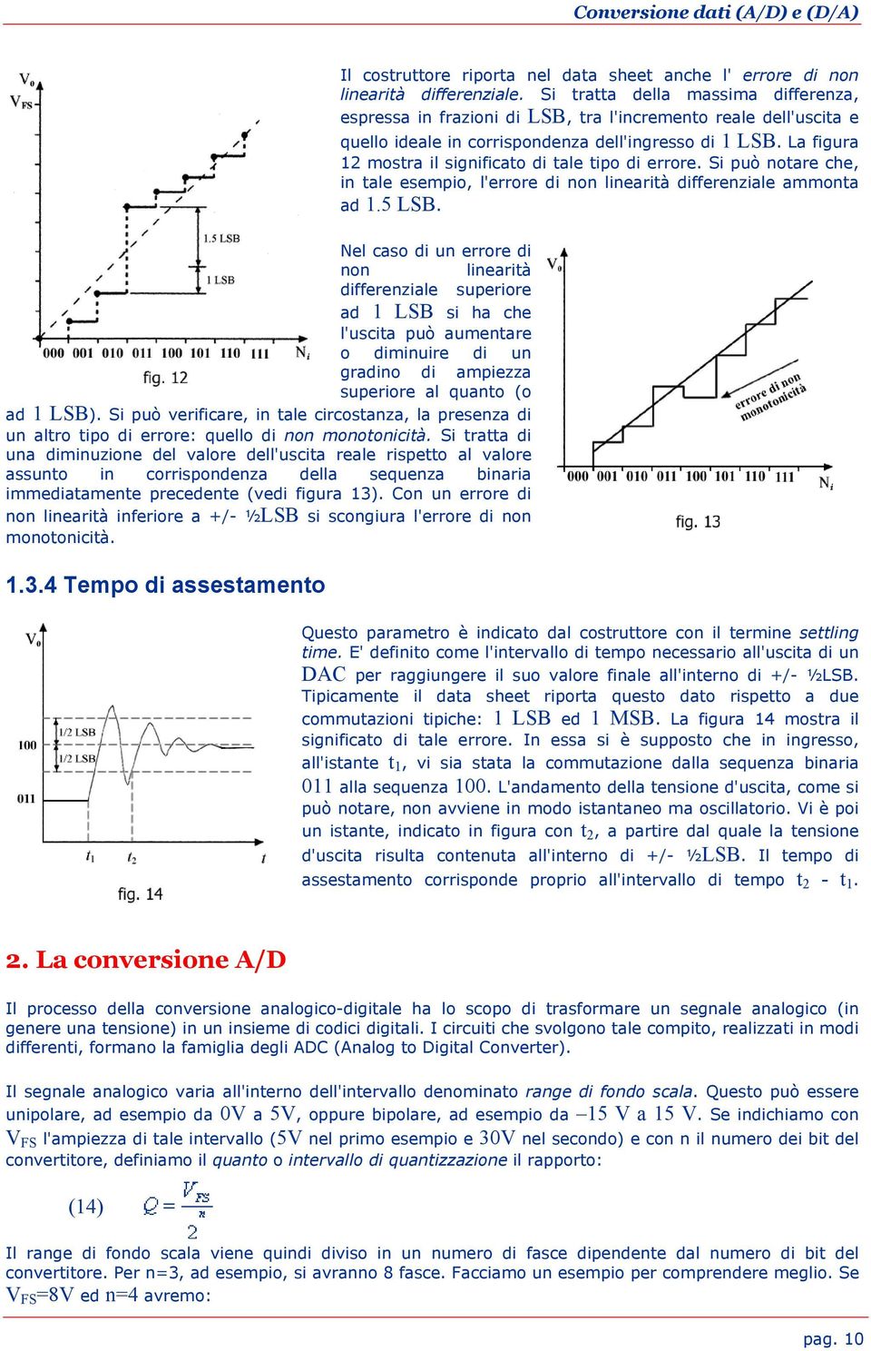 La figura 12 mostra il significato di tale tipo di errore. Si può notare che, in tale esempio, l'errore di non linearità differenziale ammonta ad 1.5 LSB.