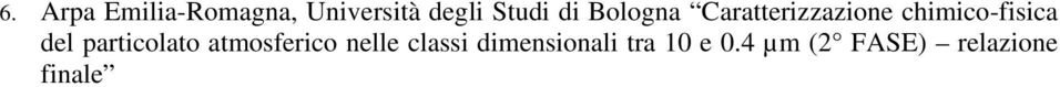 del particolato atmosferico nelle classi