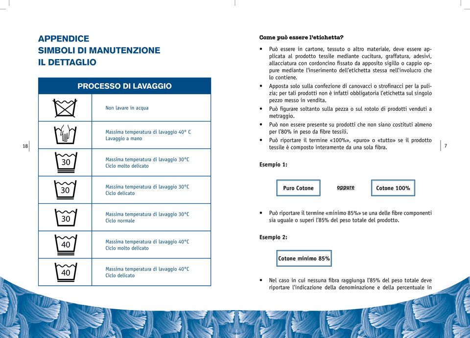 Può non essere presente su prodotti che non siano costituti almeno Massima temperatura di lavaggio C per l 80% in peso da fibre tessili.