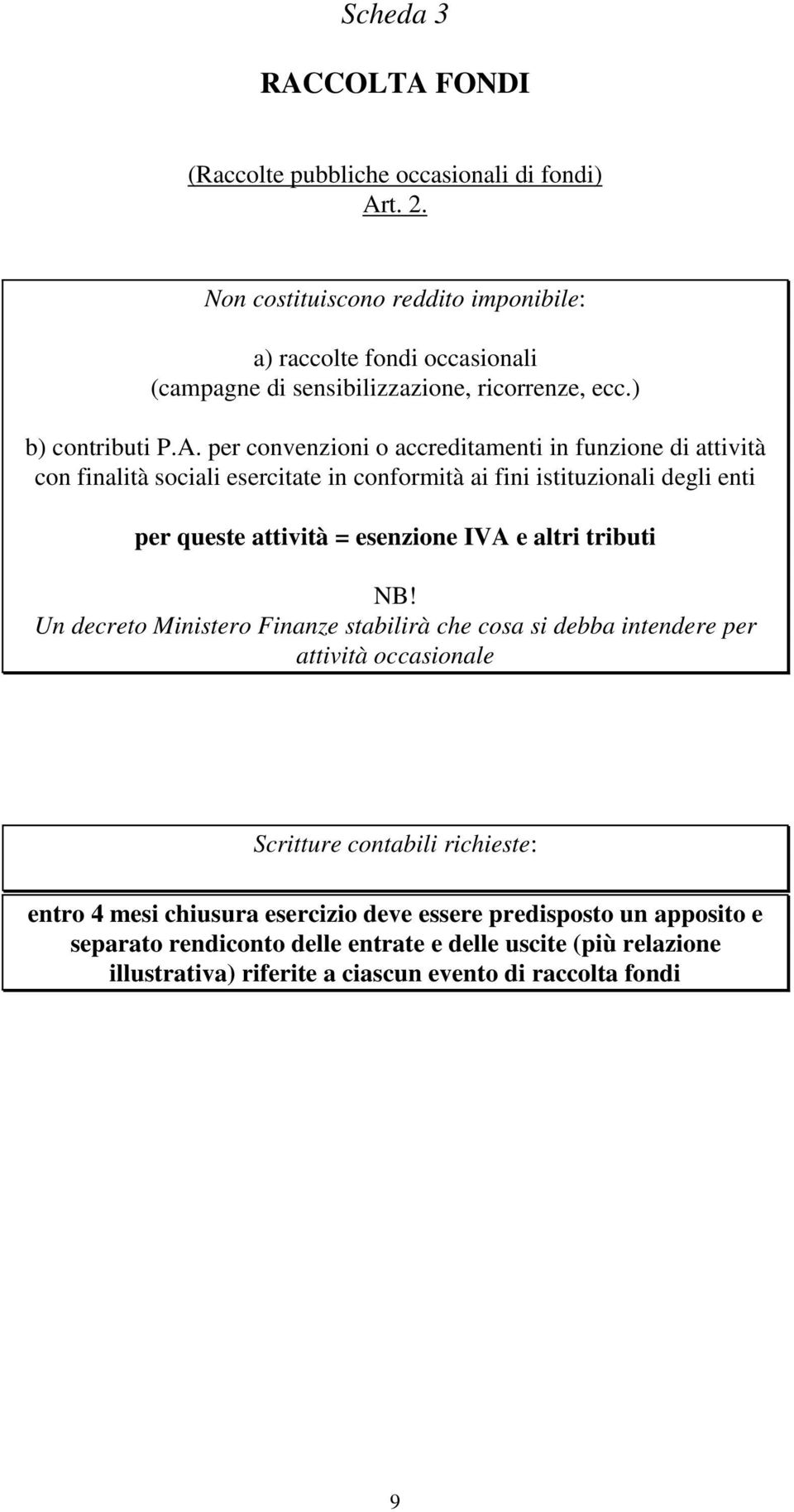 per convenzioni o accreditamenti in funzione di attività con finalità sociali esercitate in conformità ai fini istituzionali degli enti per queste attività = esenzione IVA e altri