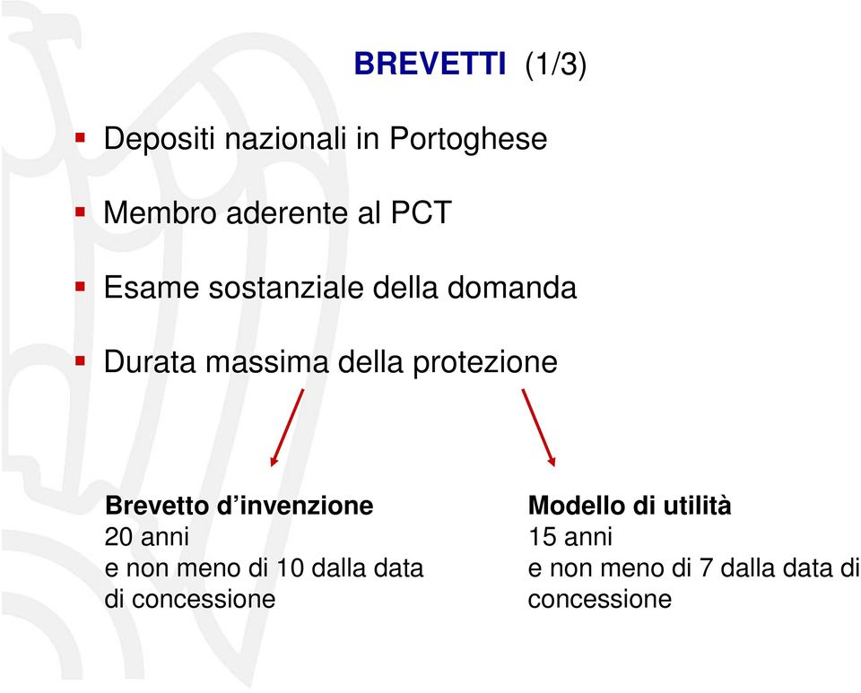 Brevetto d invenzione 20 anni e non meno di 10 dalla data di