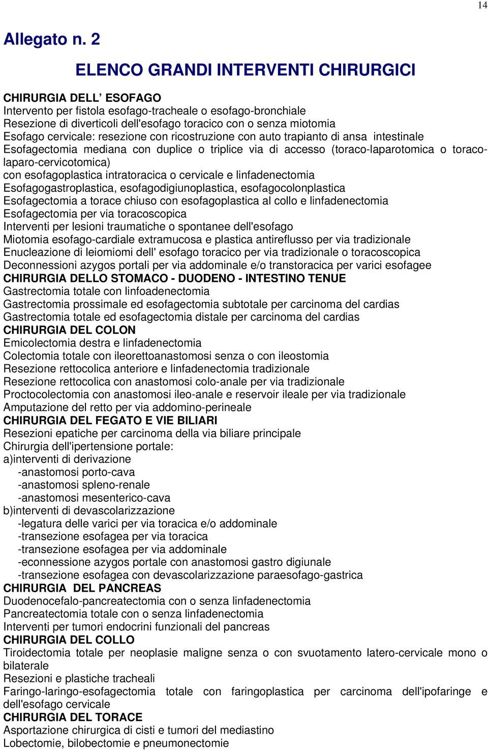 cervicale: resezione con ricostruzione con auto trapianto di ansa intestinale Esofagectomia mediana con duplice o triplice via di accesso (toraco-laparotomica o toracolaparo-cervicotomica) con