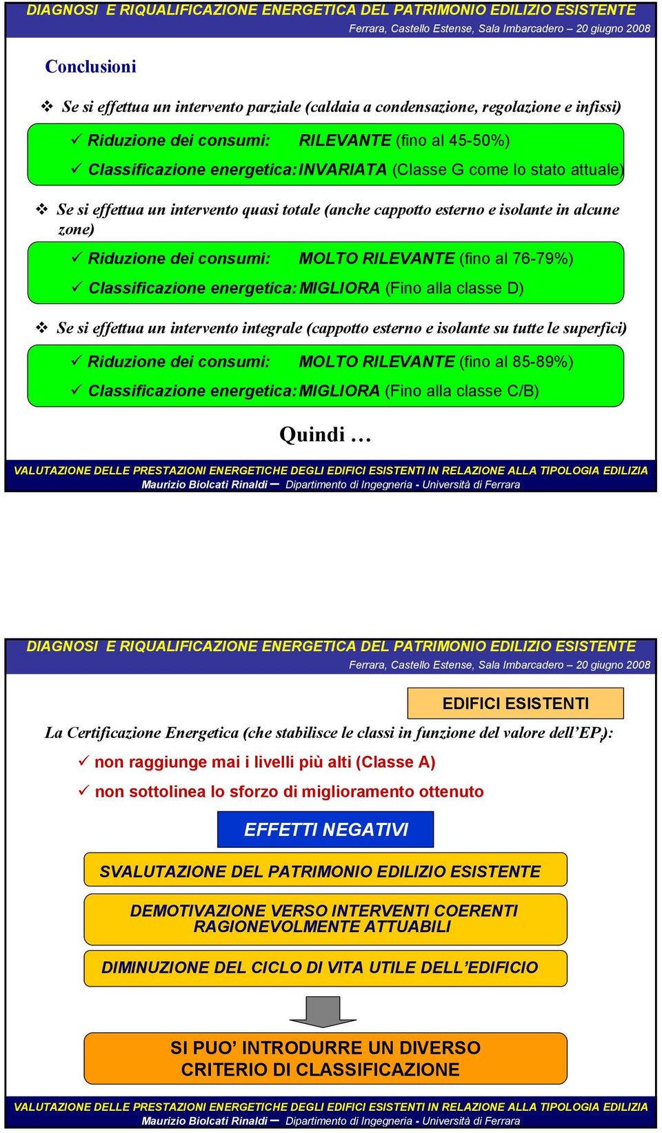 energetica:migliora (Fino alla classe D) Se si effettua un intervento integrale (cappotto esterno e isolante su tutte le superfici) Riduzione dei consumi: MOLTO RILEVANTE (fino al 85-89%)