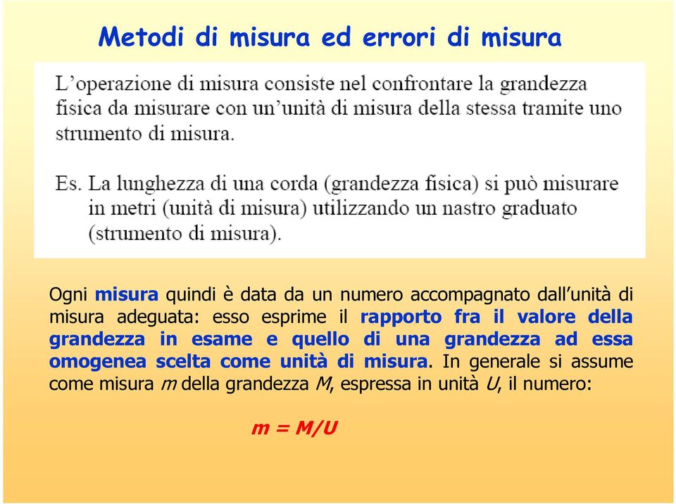 della grandezza in esame e quello di una grandezza ad essa omogenea scelta come unità