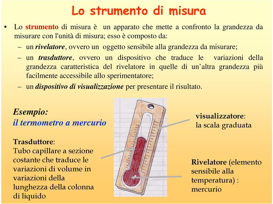 facilmente accessibile allo sperimentatore; un dispositivo di visualizzazione per presentare il risultato.