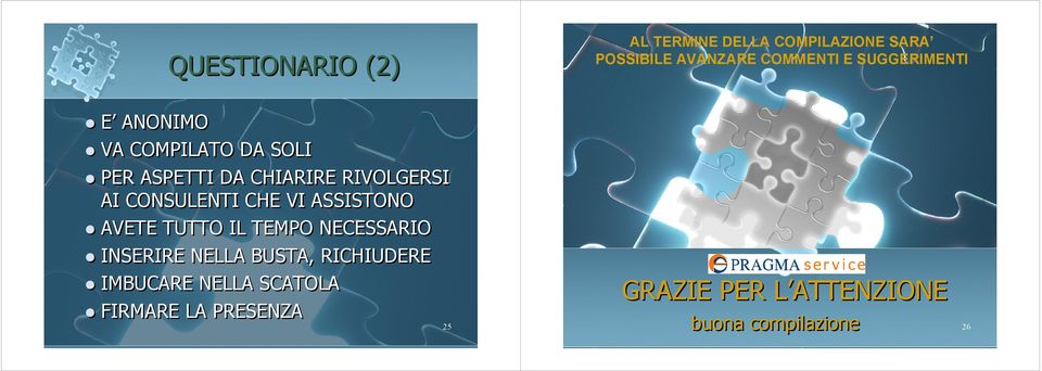 CONSULENTI CHE VI ASSISTONO AVETE TUTTO IL TEMPO NECESSARIO INSERIRE NELLA BUSTA,