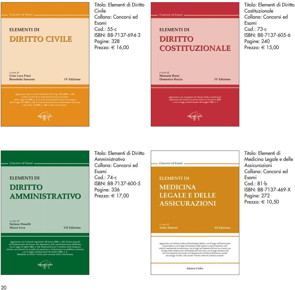 : 73-c ISBN: 88-7137-605-6 Pagine: 240 Prezzo: 15,00 Titolo: Elementi di Diritto Amministrativo Cod.