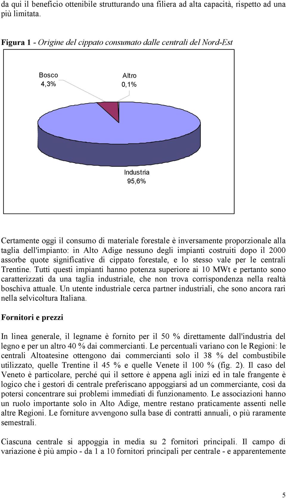 dell'impianto: in Alto Adige nessuno degli impianti costruiti dopo il 2000 assorbe quote significative di cippato forestale, e lo stesso vale per le centrali Trentine.