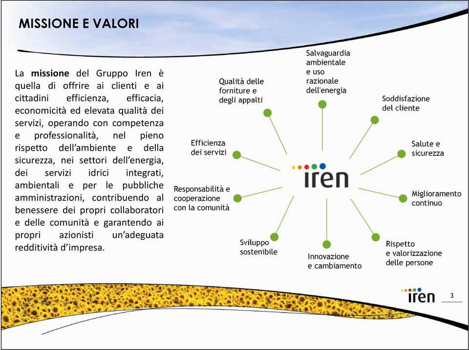 dei propri collaboratori e delle comunità e garantendo ai propri azionisti un adeguata redditività d impresa.