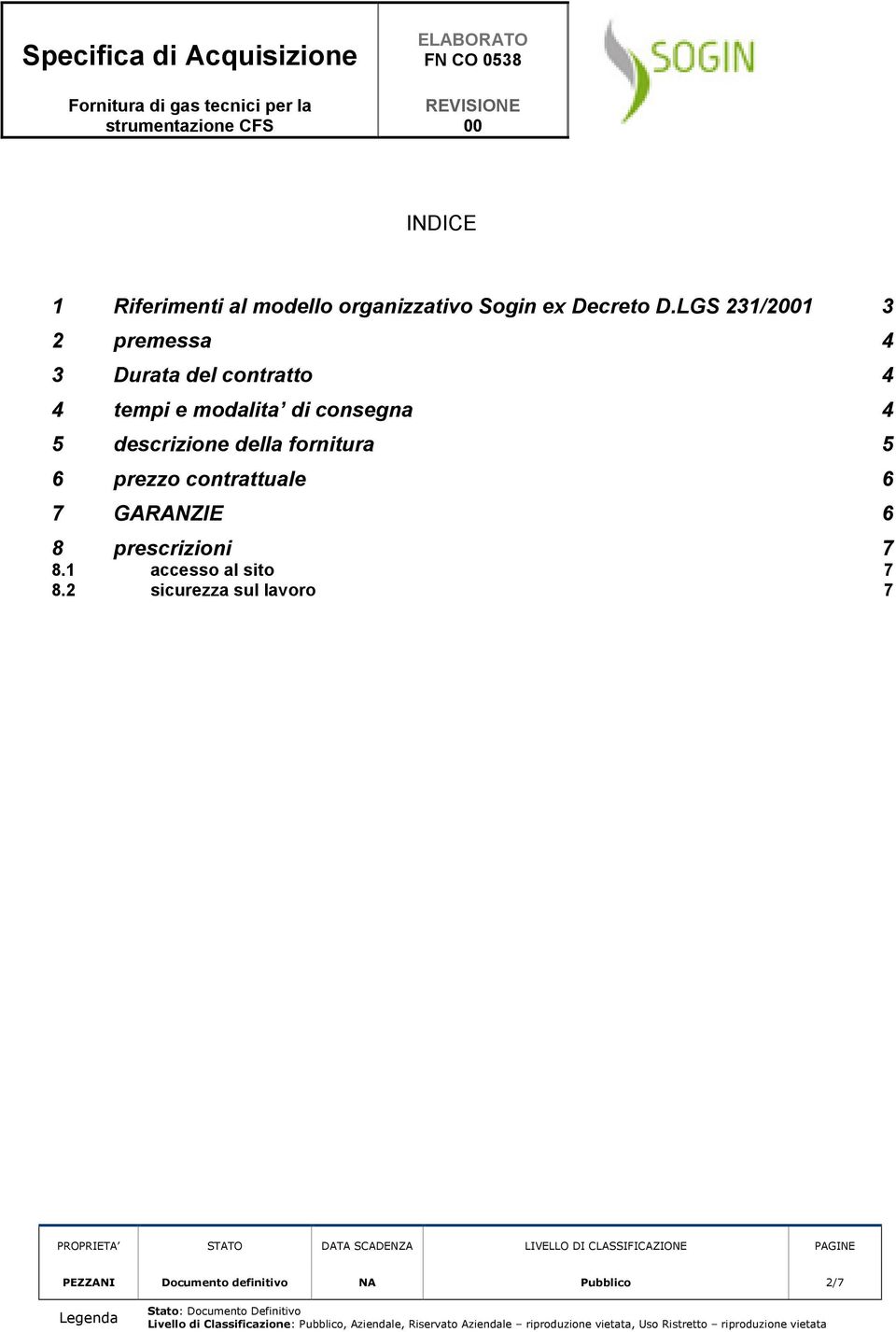 4 5 descrizione della fornitura 5 6 prezzo contrattuale 6 7 GARANZIE 6 8