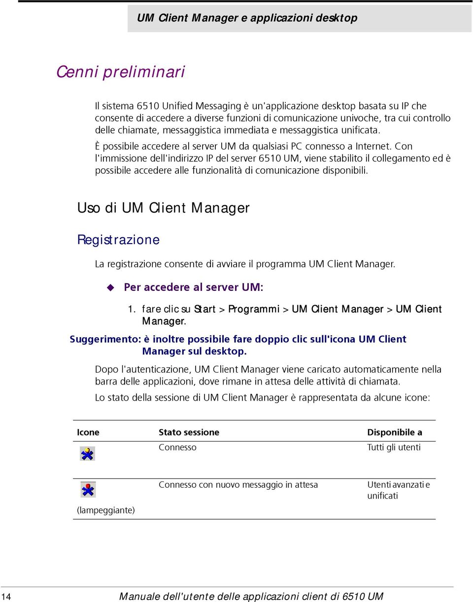 Con l'immissione dell'indirizzo IP del server 6510 UM, viene stabilito il collegamento ed è possibile accedere alle funzionalità di comunicazione disponibili.
