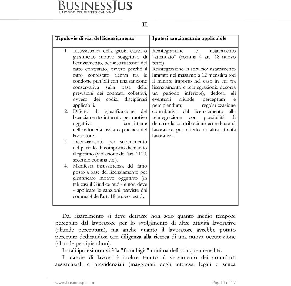 sanzione conservativa sulla base delle previsioni dei contratti collettivi, ovvero dei codici disciplinari applicabili. 2.