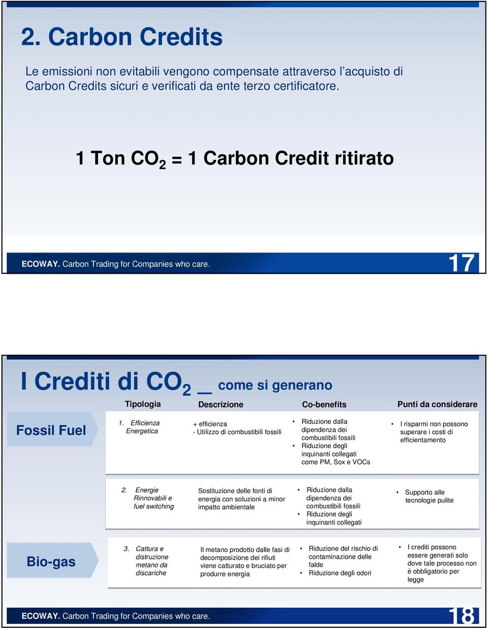 Efficienza Energetica + efficienza - Utilizzo di combustibili fossili Riduzione dalla dipendenza dei combustibili fossili Riduzione degli inquinanti collegati come PM, Sox e VOCs I risparmi non