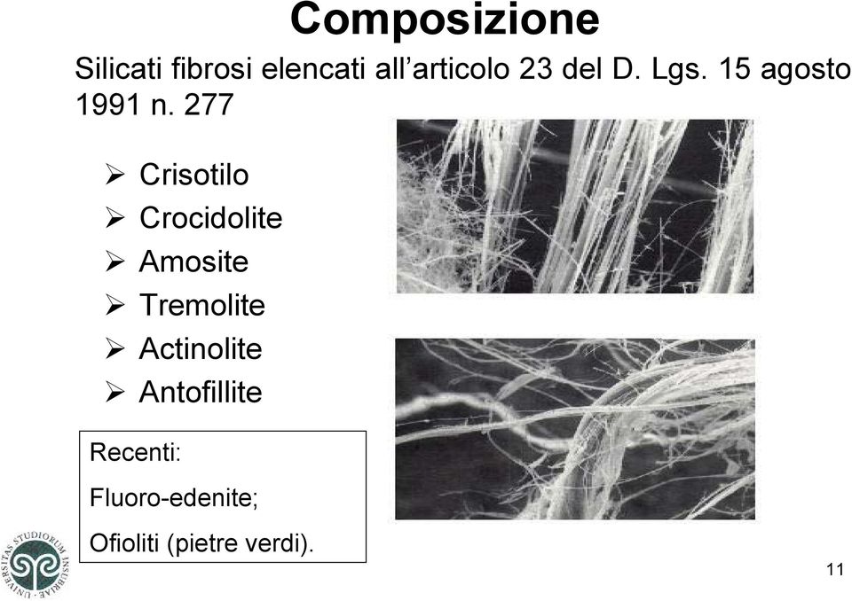 277 Crisotilo Crocidolite Amosite Tremolite