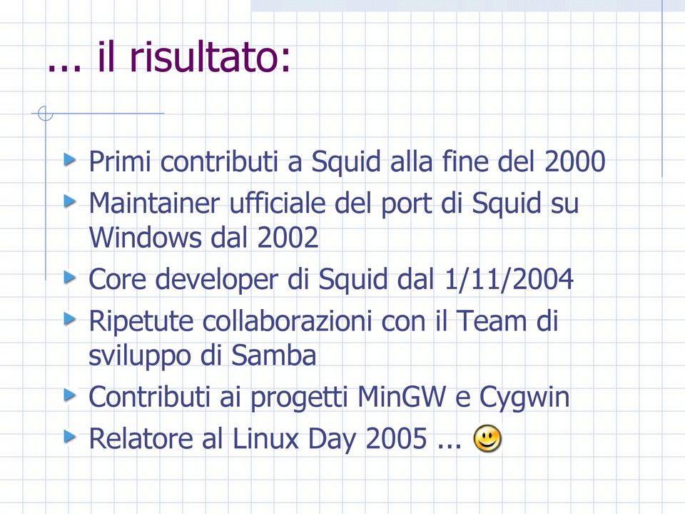 developer di Squid dal 1/11/2004 Ripetute collaborazioni con il Team