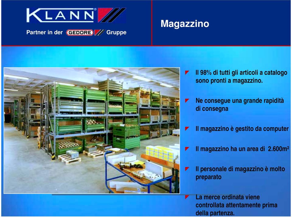 computer Il magazzino ha un area di 2.