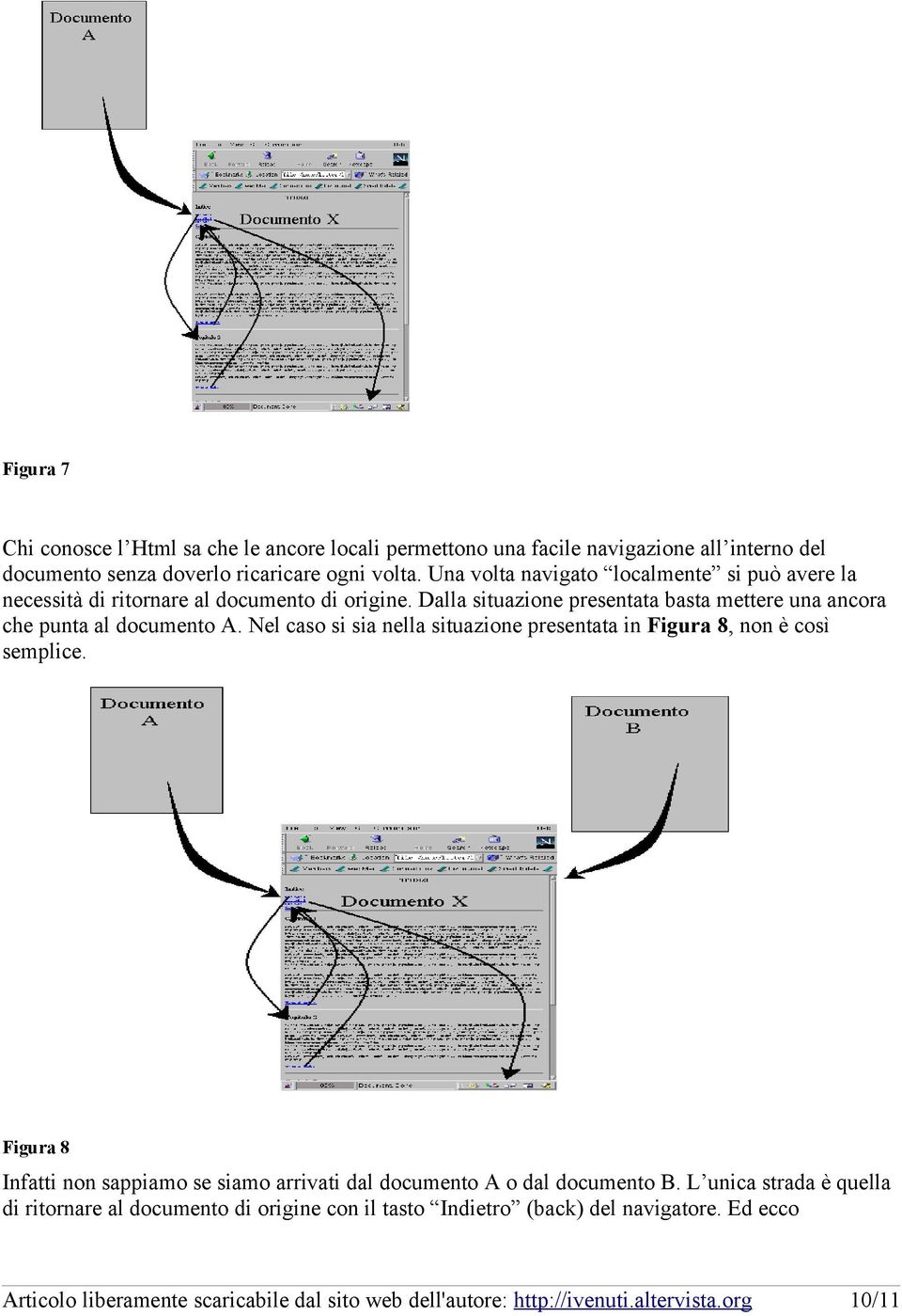 Nel caso si sia nella situazione presentata in Figura 8, non è così semplice. Figura 8 Infatti non sappiamo se siamo arrivati dal documento A o dal documento B.