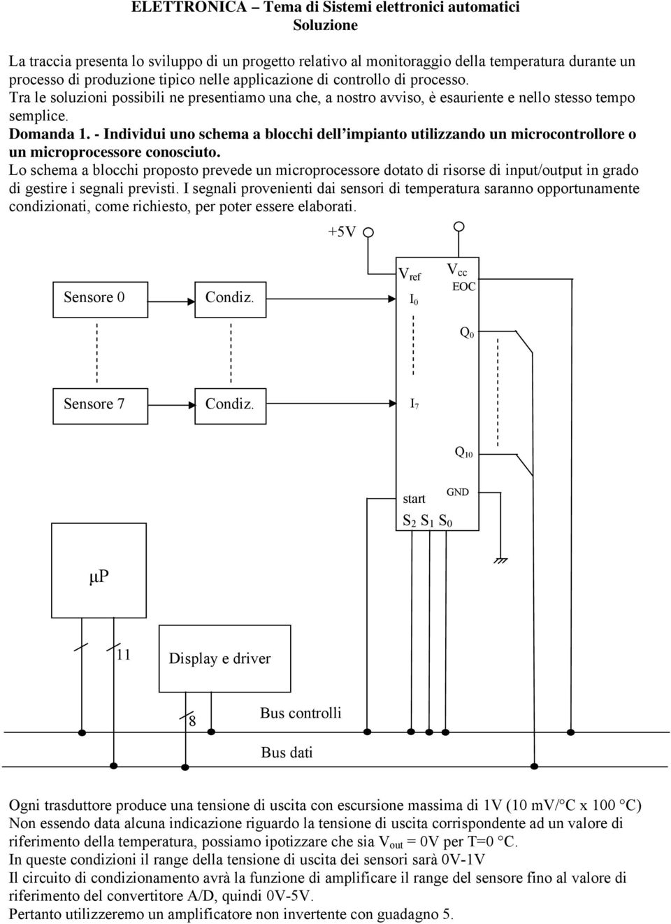 - Individui uno schema a blocchi dell impianto utilizzando un microcontrollore o un microprocessore conosciuto.