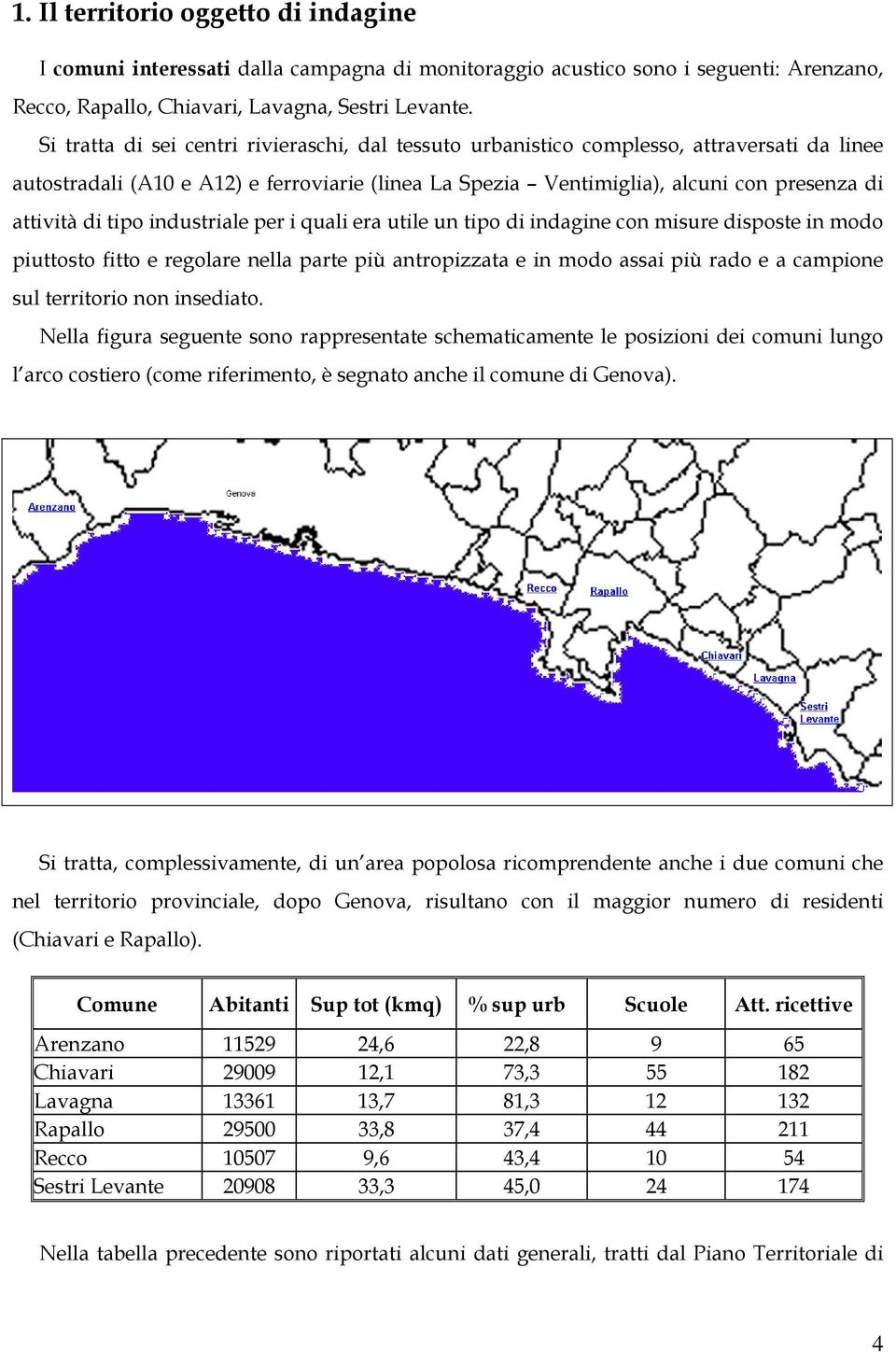 tipo industriale per i quali era utile un tipo di indagine con misure disposte in modo piuttosto fitto e regolare nella parte più antropizzata e in modo assai più rado e a campione sul territorio non