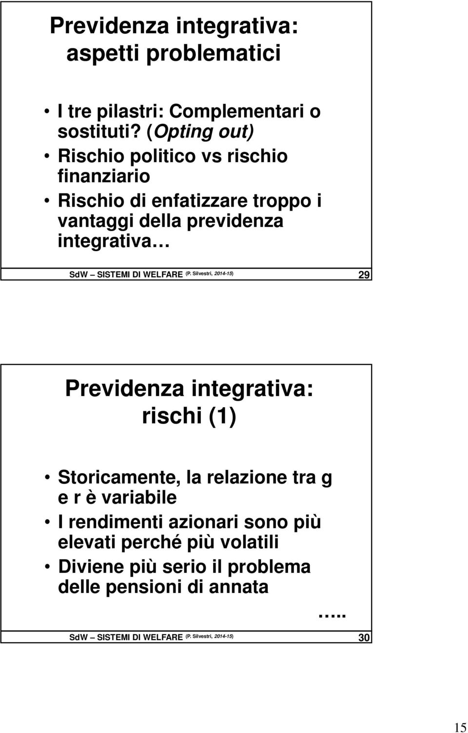 SISTEMI DI WELFARE (P.