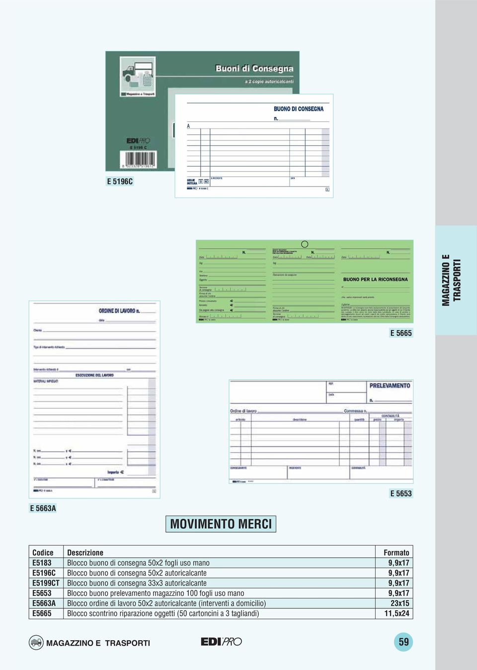 Blocco buono prelevamento magazzino 100 fogli uso mano 9,9x17 E5663A Blocco ordine di lavoro 50x2