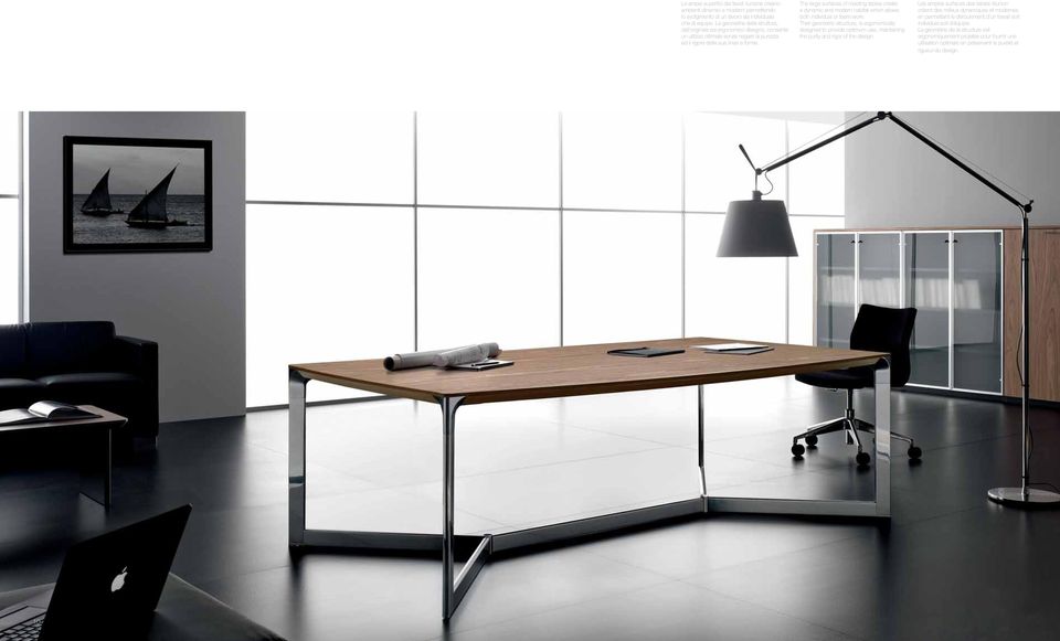 The large surfaces of meeting tables create a dynamic and modern habitat which allows both individual or team work.
