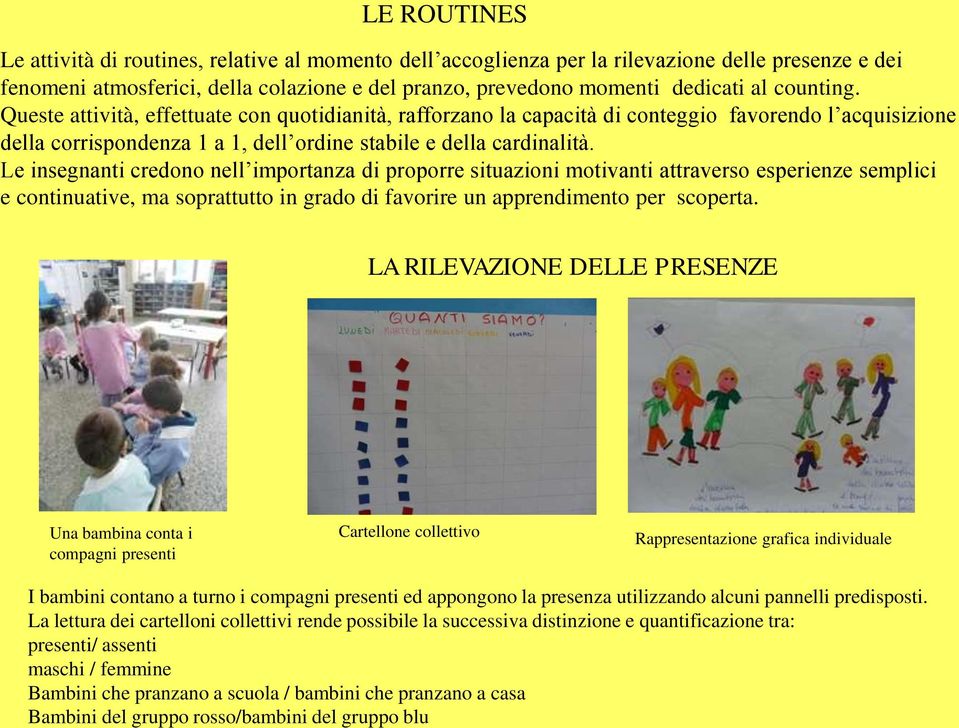 Le insegnanti credono nell importanza di proporre situazioni motivanti attraverso esperienze semplici e continuative, ma soprattutto in grado di favorire un apprendimento per scoperta.