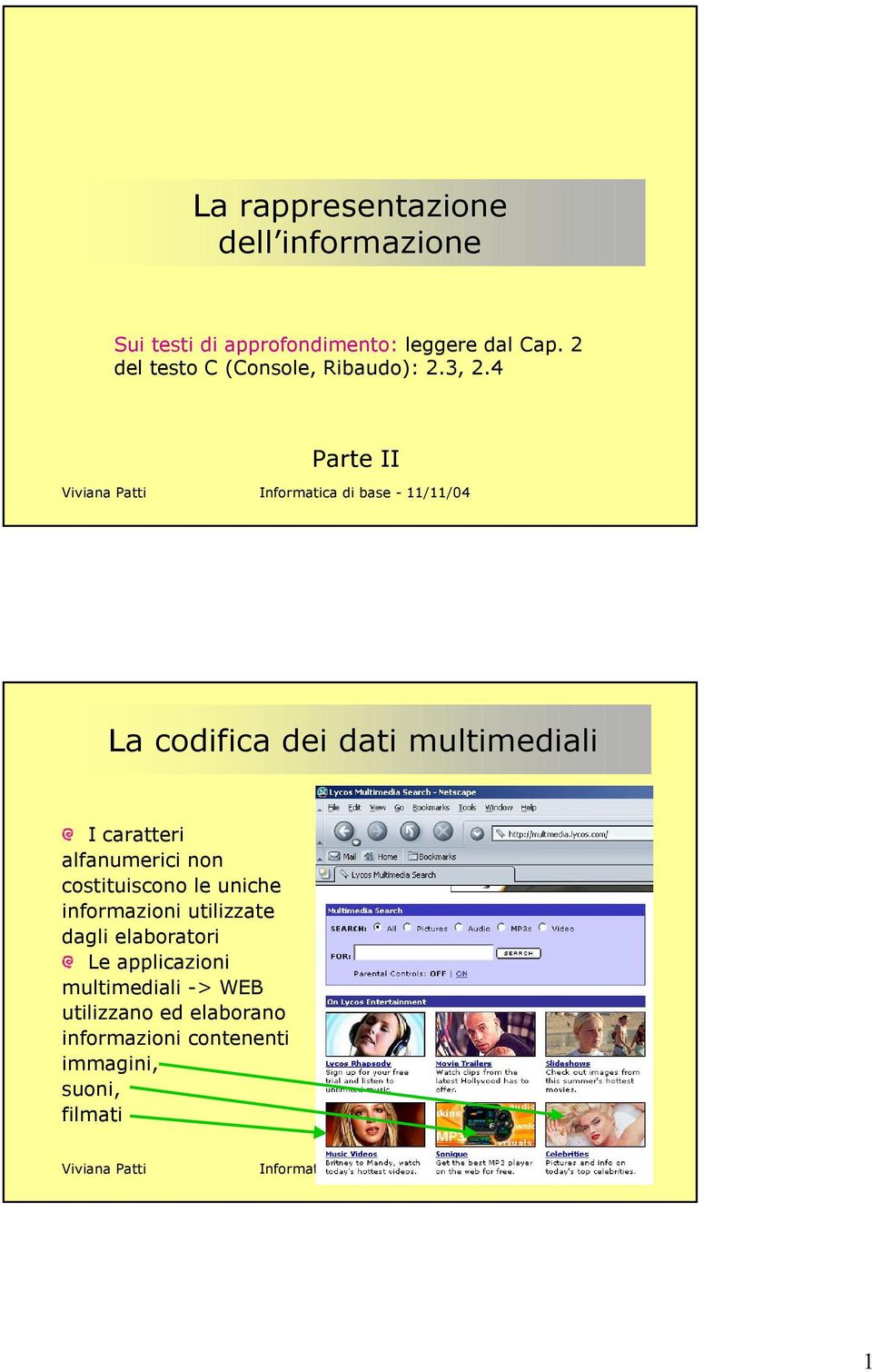 4 Parte II La codifica dei dati multimediali I caratteri alfanumerici non costituiscono le