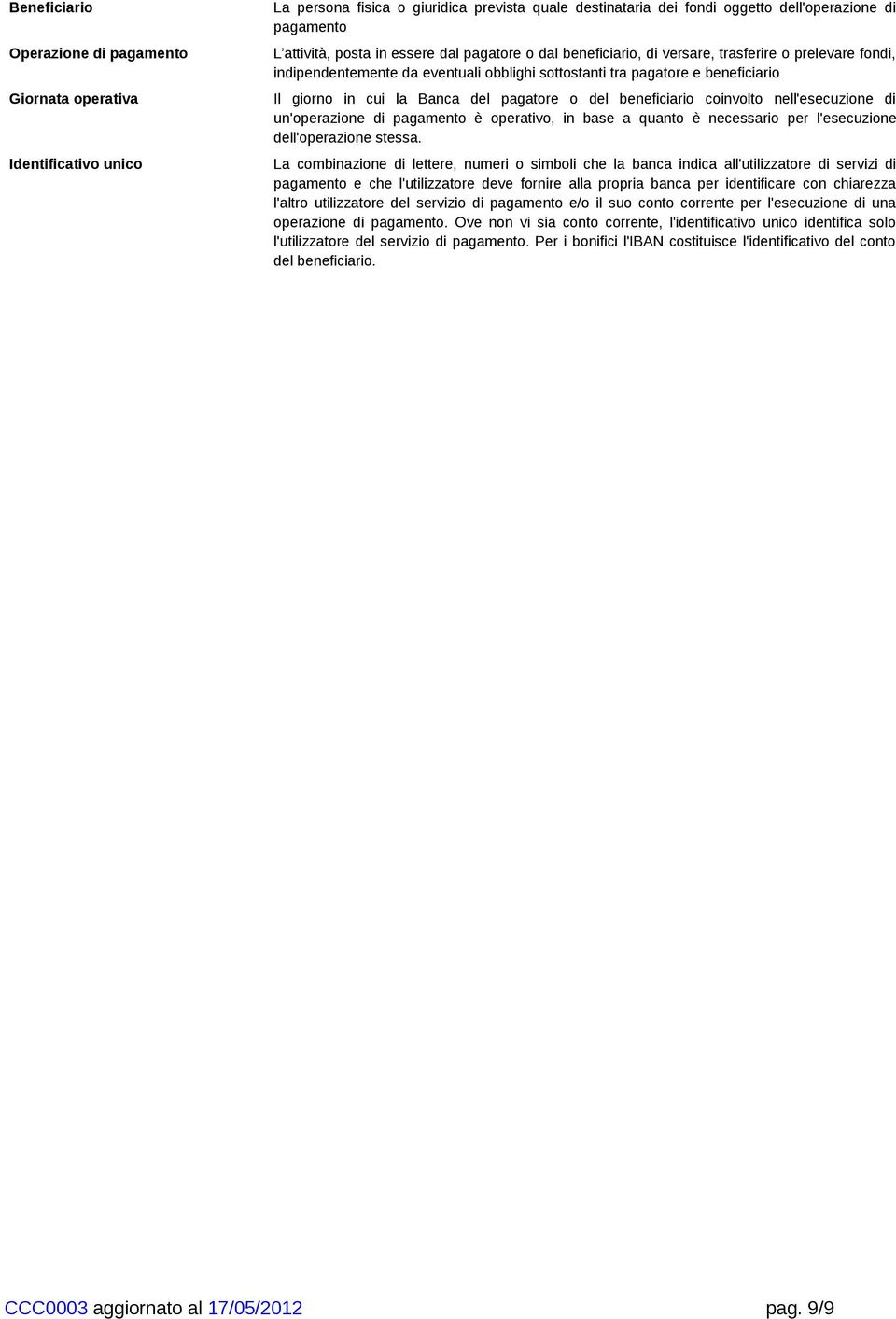 pagatore o del beneficiario coinvolto nell'esecuzione di un'operazione di pagamento è operativo, in base a quanto è necessario per l'esecuzione dell'operazione stessa.