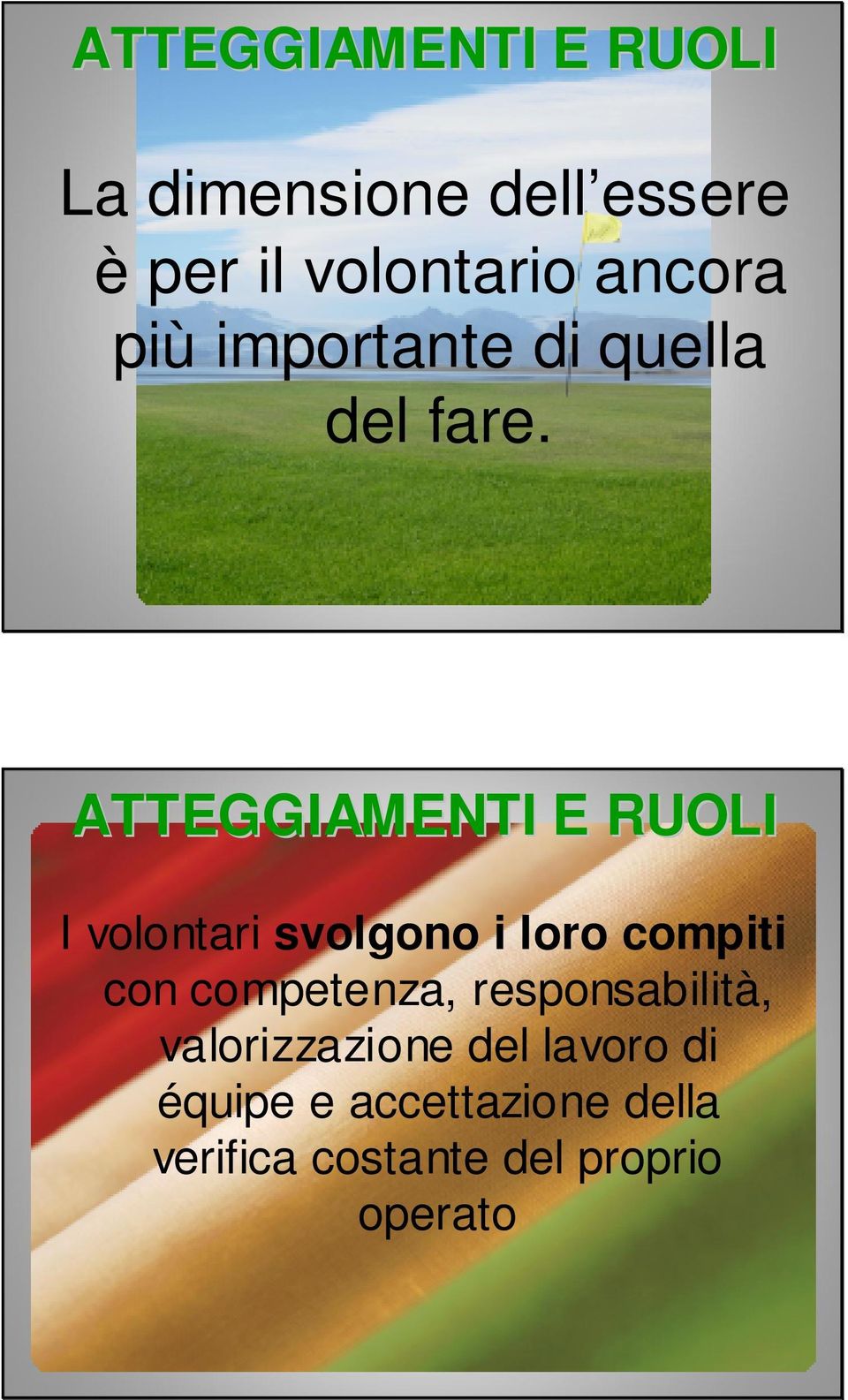 ATTEGGIAMENTI E RUOLI I volontari svolgono i loro compiti con competenza,