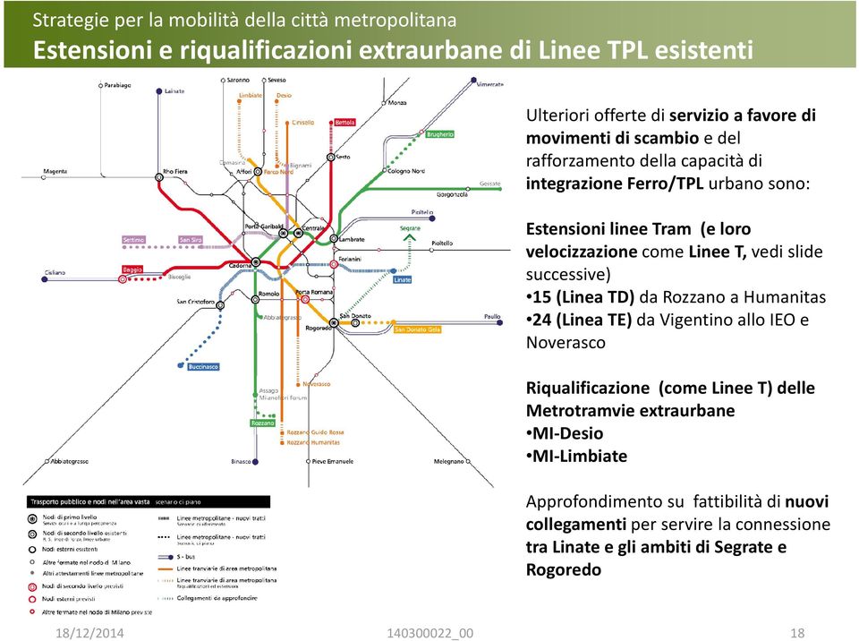 T,vedi slide successive) 15(Linea TD) da Rozzano a Humanitas 24 (Linea TE) da Vigentinoallo IEO e Noverasco Riqualificazione (come Linee T) delle