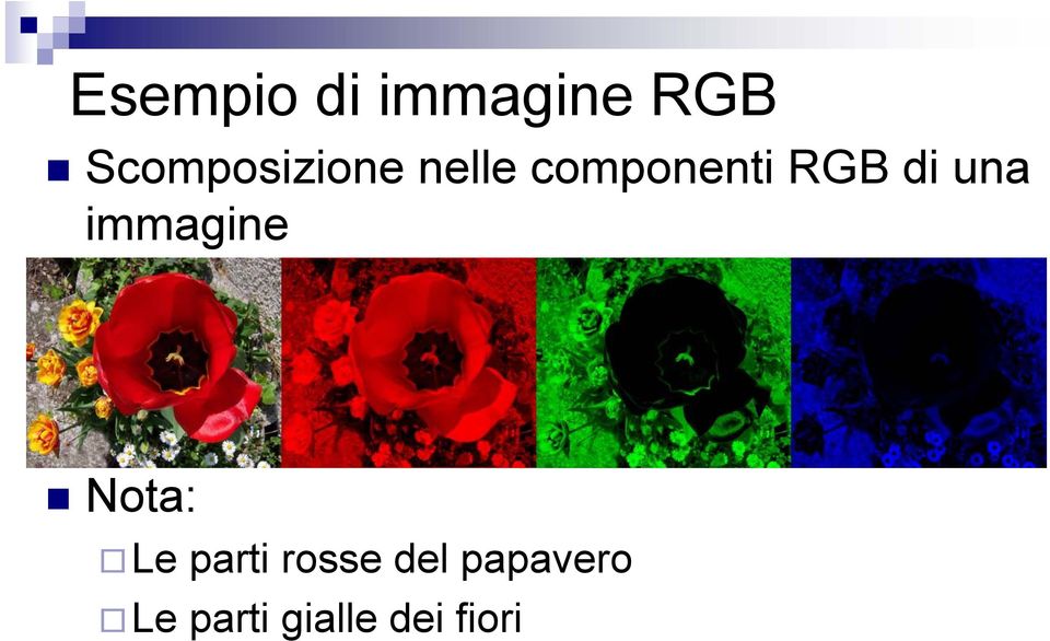 RGB di una immagine Nota: Le