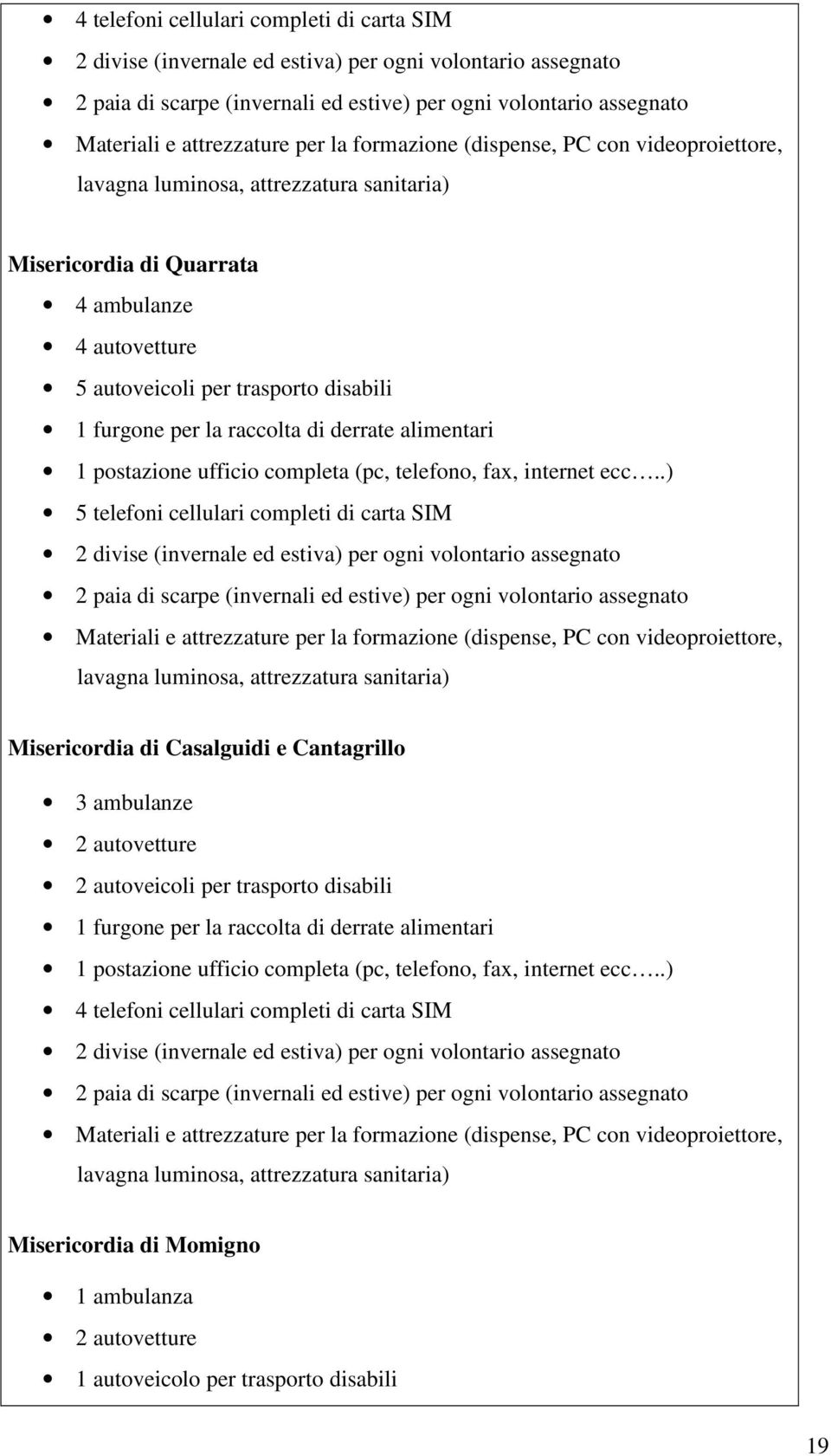 raccolta di derrate alimentari 1 postazione ufficio completa (pc, telefono, fax, internet ecc.