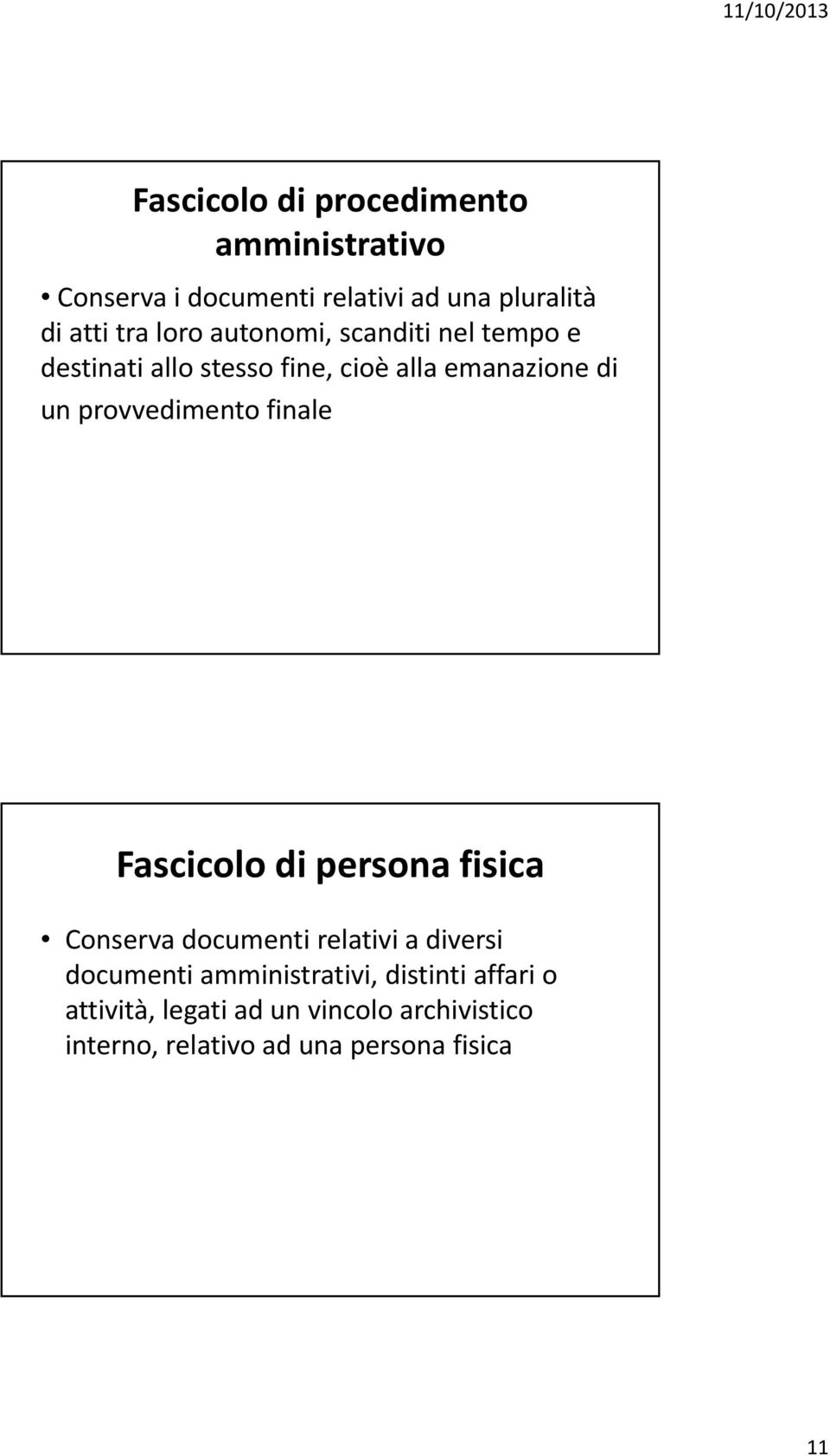 provvedimento finale Fascicolo di persona fisica Conserva documenti relativi a diversi documenti