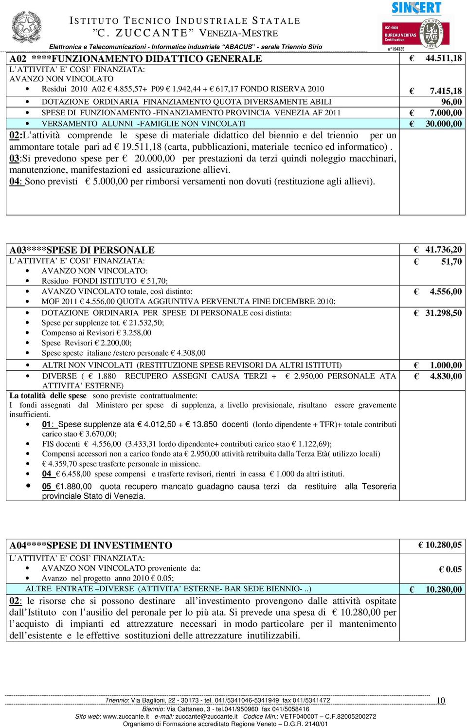 000,00 02:L attvtà comprende le spese d materale ddattco del benno e del trenno per un ammontare totale par ad 19.511,18 (carta, pubblcazon, materale tecnco ed nformatco). 03:S prevedono spese per 20.