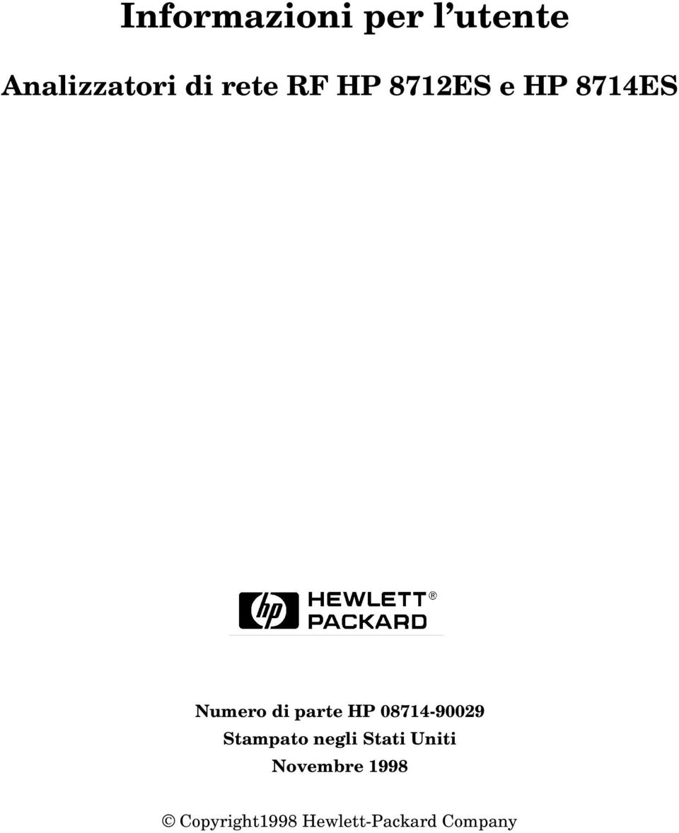 HP 08714-90029 Stampato negli Stati Uniti