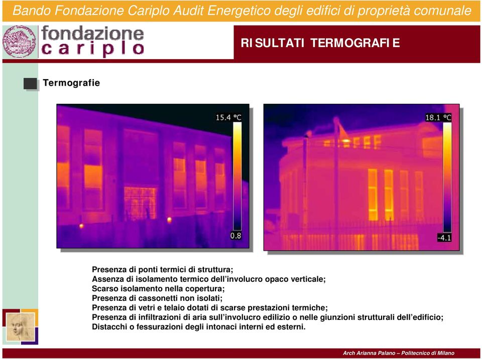 di vetri e telaio dotati di scarse prestazioni termiche; Presenza di infiltrazioni di aria sull involucro