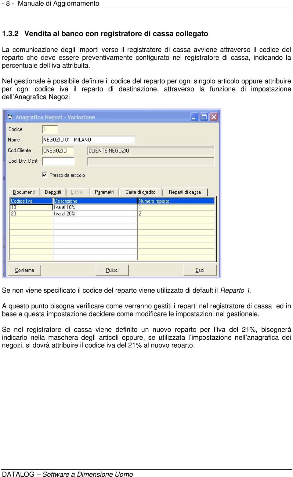 configurato nel registratore di cassa, indicando la percentuale dell iva attribuita.