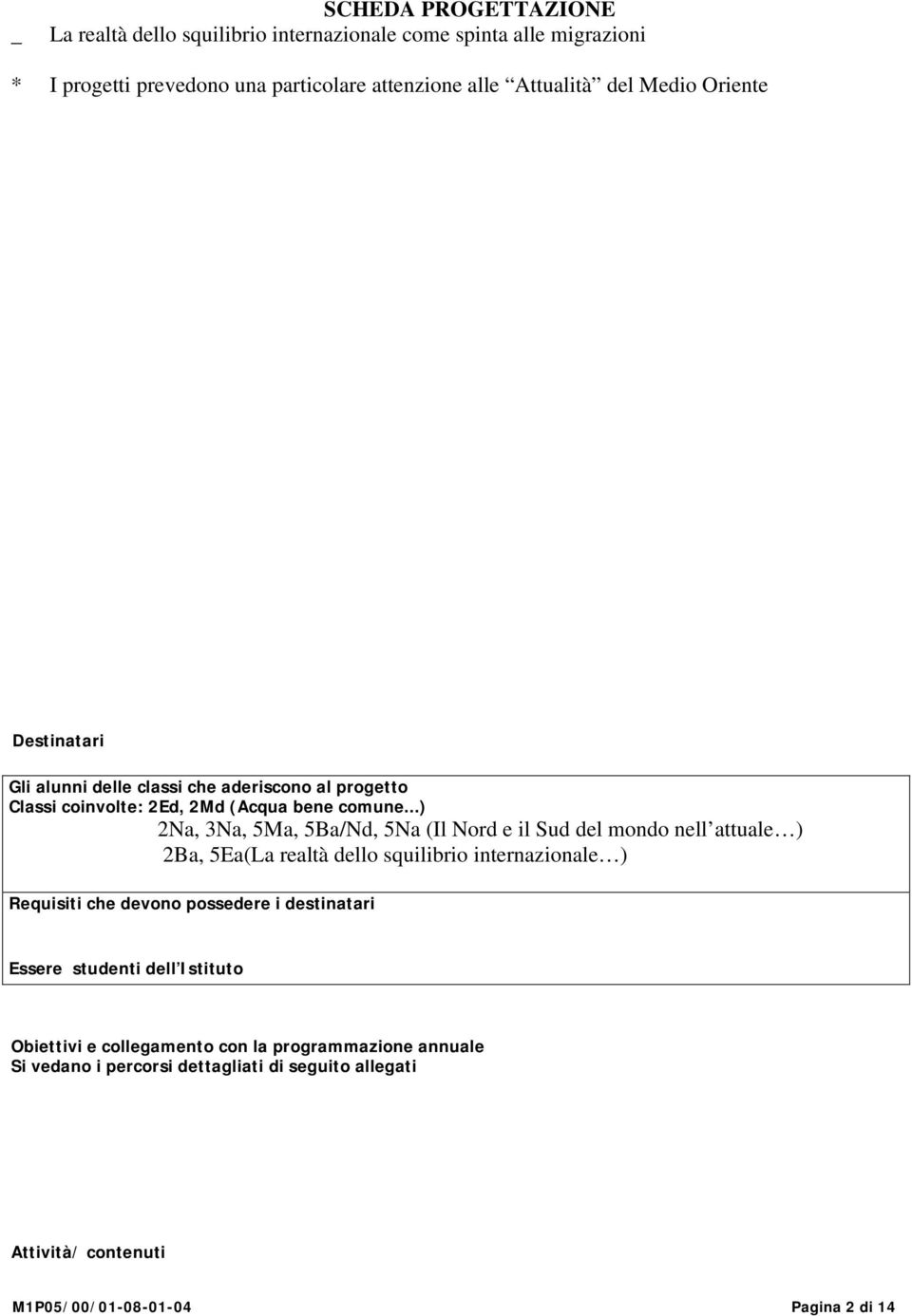 ..) 2Na, 3Na, 5Ma, 5Ba/Nd, 5Na (Il Nord e il Sud del mondo nell attuale ) 2Ba, 5Ea(La realtà dello squilibrio internazionale ) Requisiti che devono possedere i