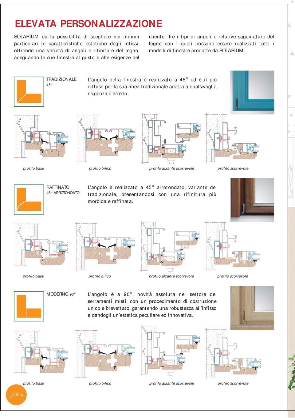 L angolo della finestra è realizzato a ed è il più diffuso per la sua linea tradizionale adatta a qualsivoglia esigenza d arredo.