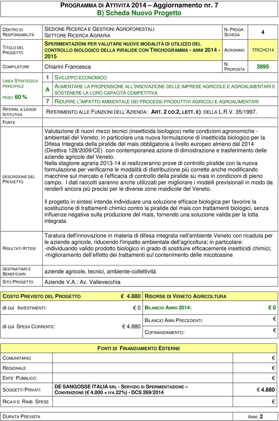 DELL PIRLIDE CON TRICHOGRMM - NNI 2014-2015 Chiarini Francesca PROGR.