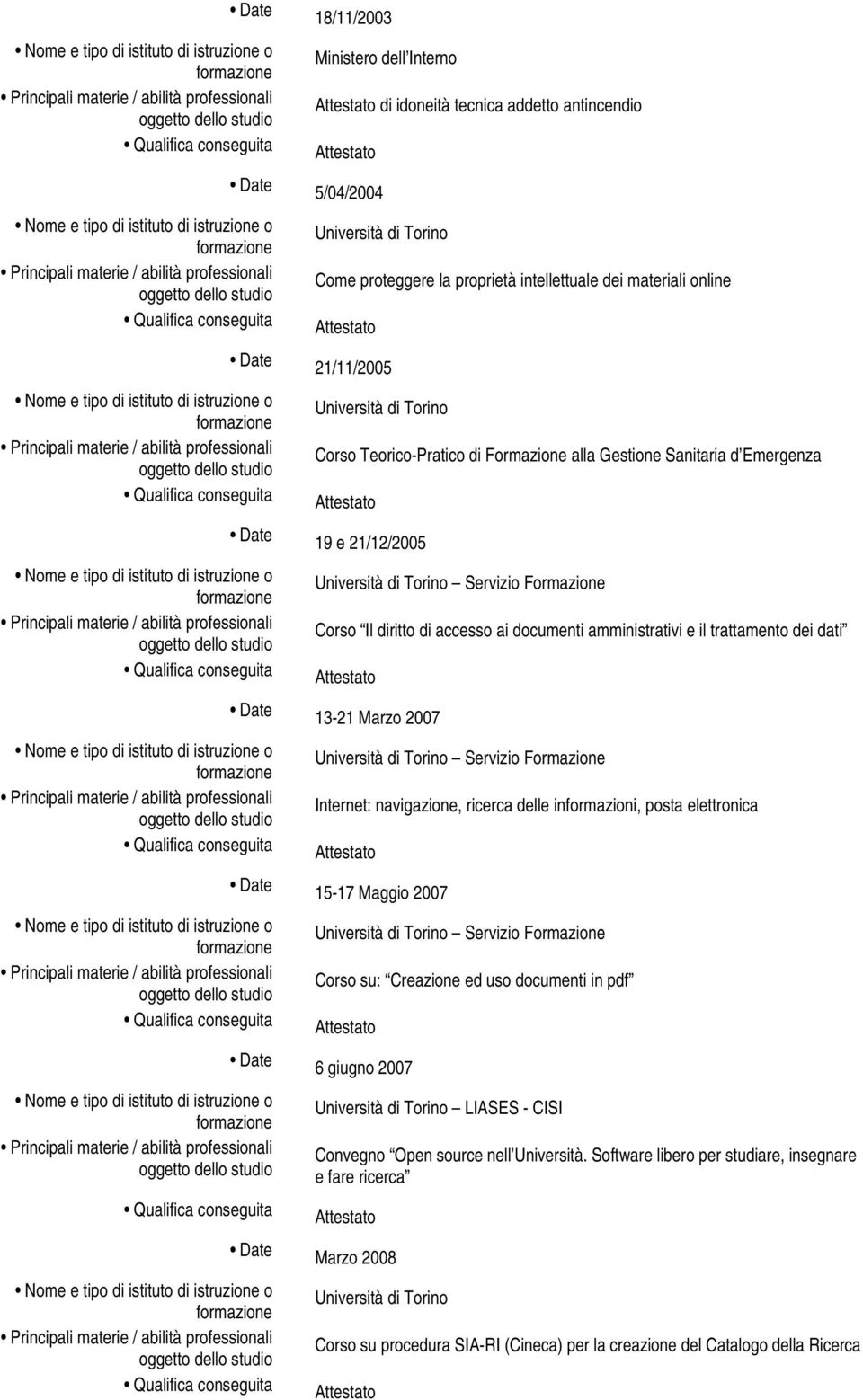 Servizio Formazione Internet: navigazione, ricerca delle informazioni, posta elettronica Date 15-17 Maggio 2007 Servizio Formazione Corso su: Creazione ed uso documenti in pdf Date 6 giugno 2007