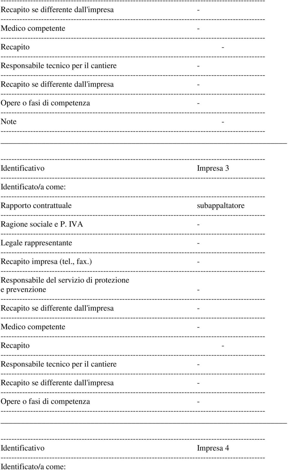 IVA - Legale rappresentante - Recapito impresa (tel., fax.