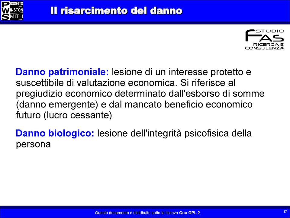 Si riferisce al pregiudizio economico determinato dall'esborso di somme (danno emergente) e dal