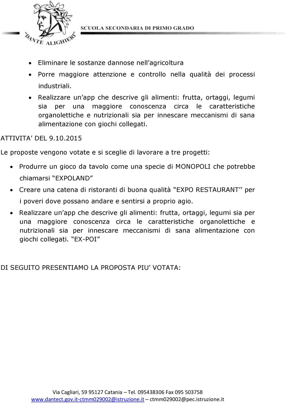 alimentazione con giochi collegati. ATTIVITA DEL 9.10.