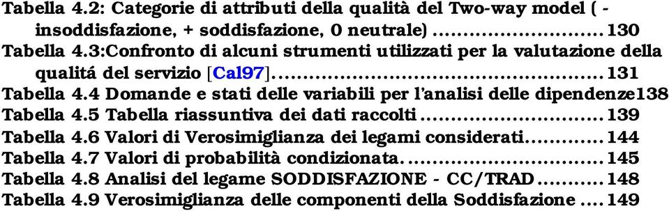 4 Domande e stat delle varabl per l anals delle dpendenze138 Tabella 4.5 Tabella rassuntva de dat raccolt...139 Tabella 4.