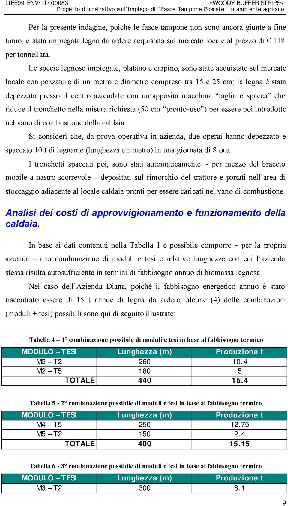 aziendale con un apposita macchina taglia e spacca che riduce il tronchetto nella misura richiesta (50 cm pronto-uso ) per essere poi introdotto nel vano di combustione della caldaia.